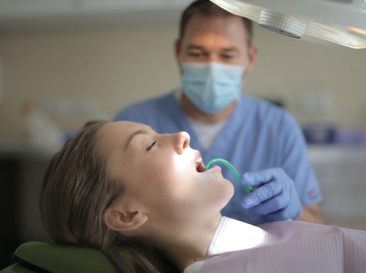 Patient relaxed in the chair during a gentle sedation dentistry procedure in Watertown, SD